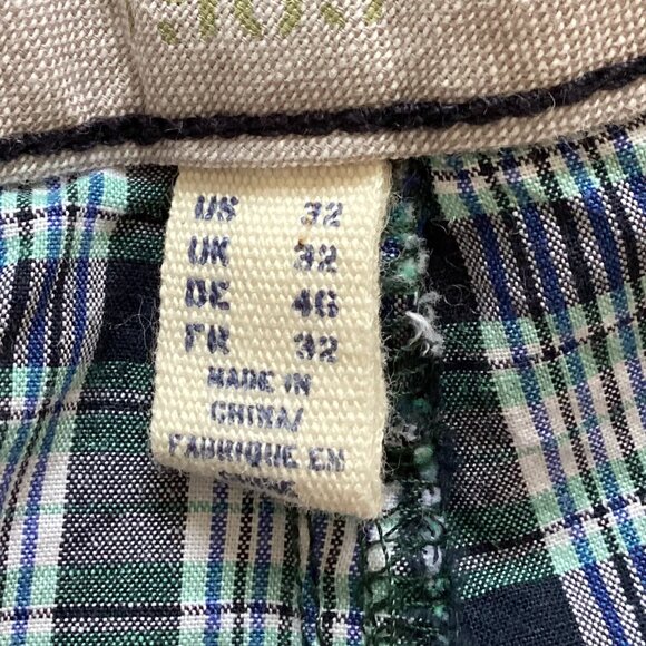 Land's End Men's Green Plaid Shorts Size 32 Casual Summer Beach Pockets - Picture 6 of 7